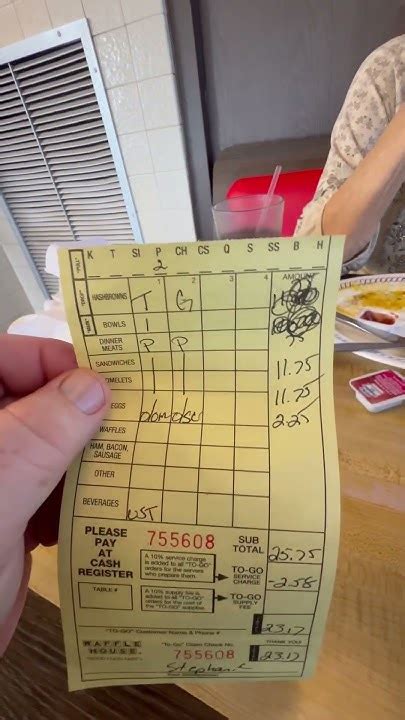 waffle house ticket.